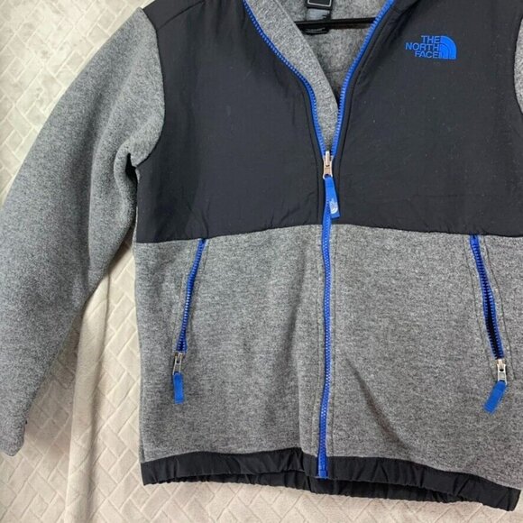 The North Face Youth L 14/16 Fleece Sweatshirt Two Tone Gray Full Zip Logo - Picture 7 of 16